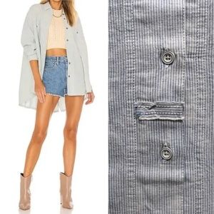 NWT Free People Cardiff Indigo Railroad Stripe Oversized Shirt/Jacket